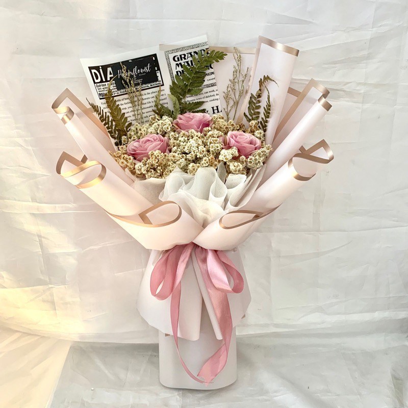 . []      | Buket Bunga Kering / Bucket Bunga Abadi / Bucket Wisuda / Bouquet Tunangan Lamaran Perni