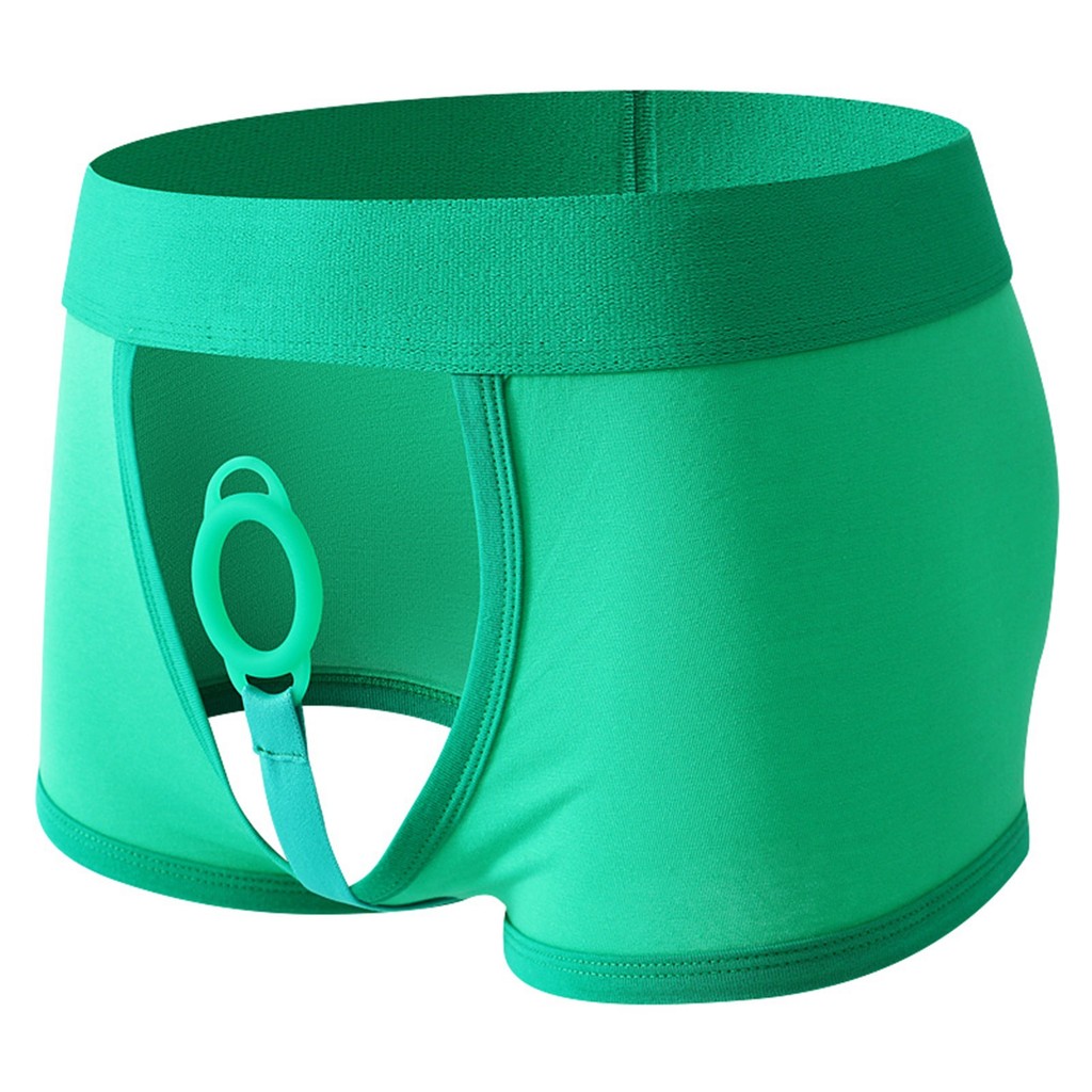 Celana boxer pria terpisah dengan cincin silikon untuk penis.