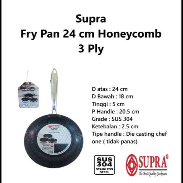 Supra Fry Pan 24 cm Honeycomb 304