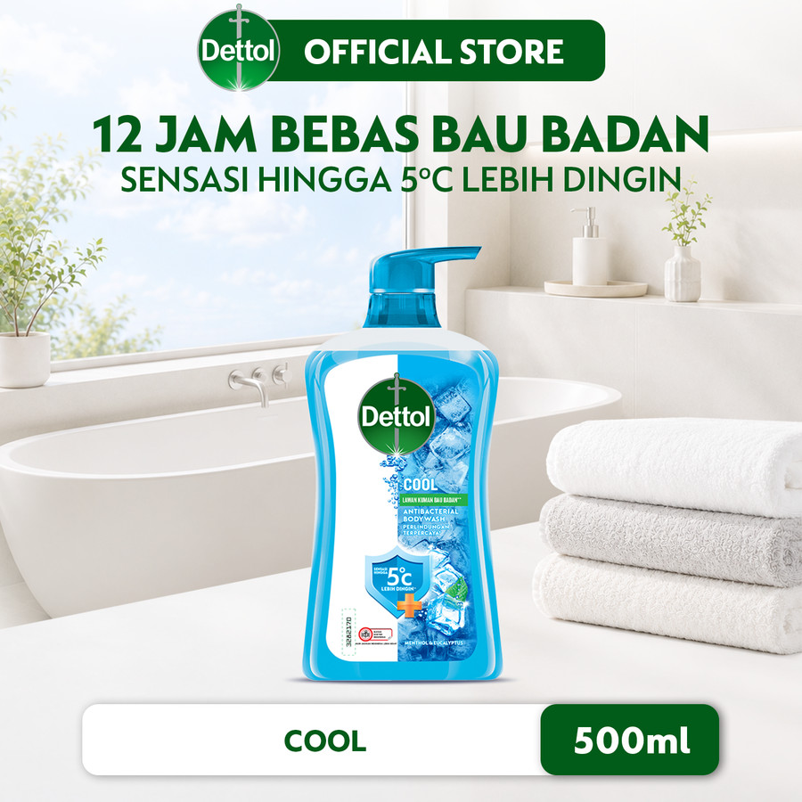 Dettol Antibacterial Liquid Bodywash Cool - 500ml (Sabun Mandi Cair Antibakteri Dengan Sensasi Lebih