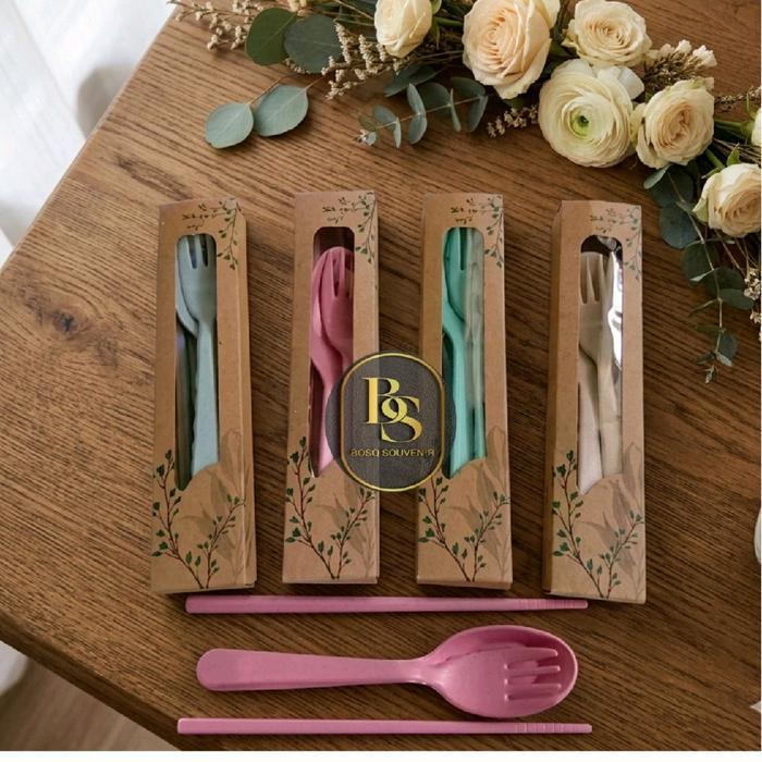 ( isi 100pcs ) SENDOK GARPU SUMPIT KEMASAN BOX RUSTIC