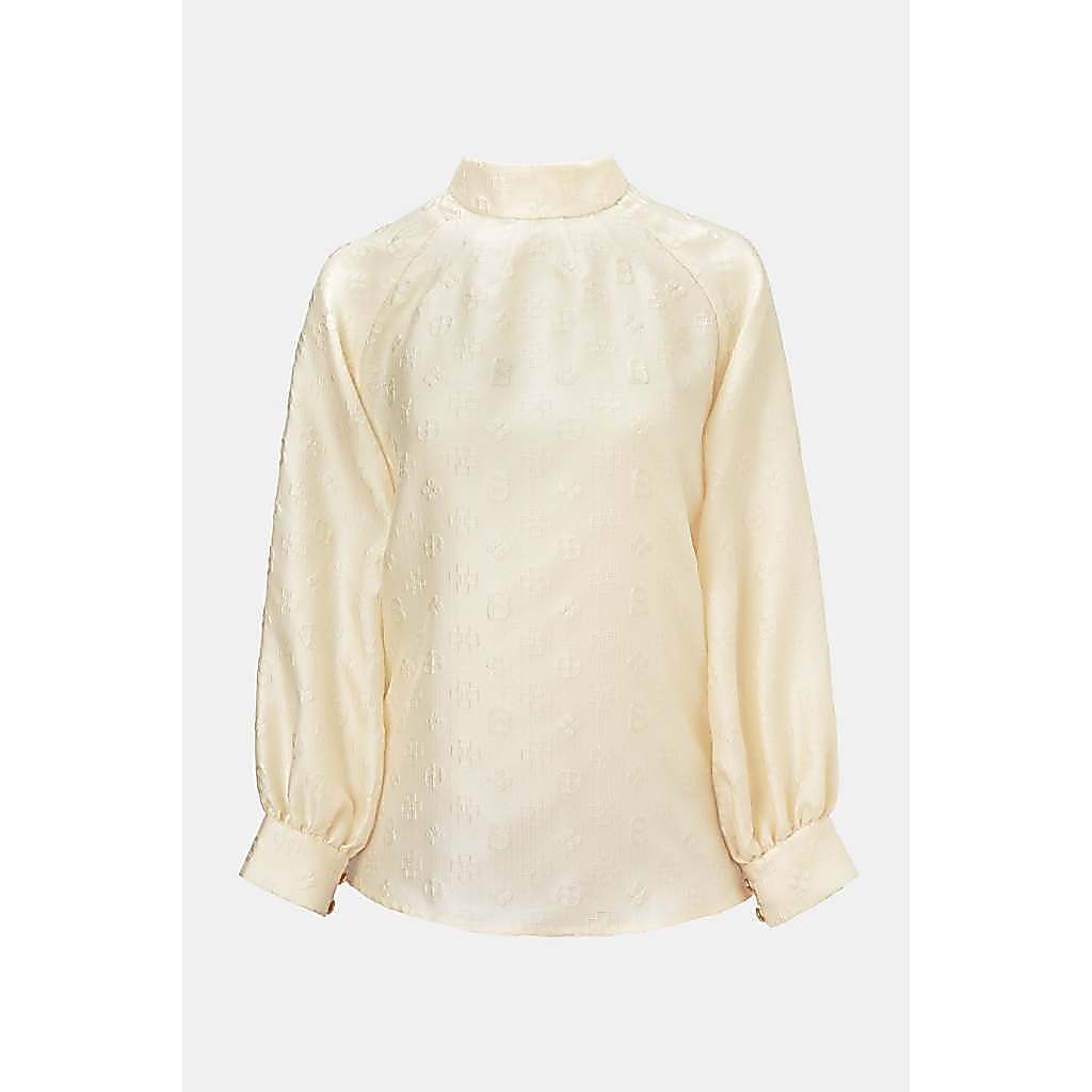 Buttonscarves Cassey Monogram Blouse - Ivory