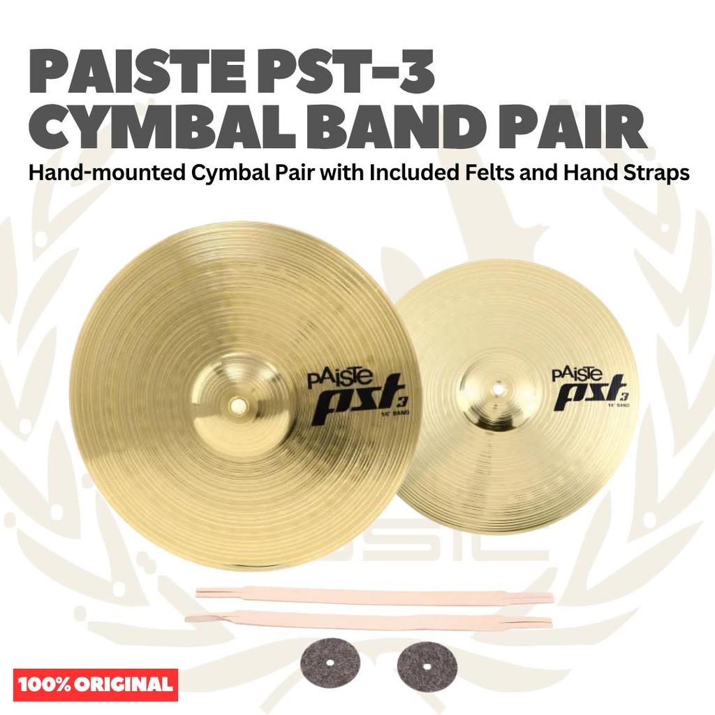 Paiste PST-3 Cymbal Band Pair Hand-mounted Cymbal Pair with Included Felts and Hand Straps - Simbal 