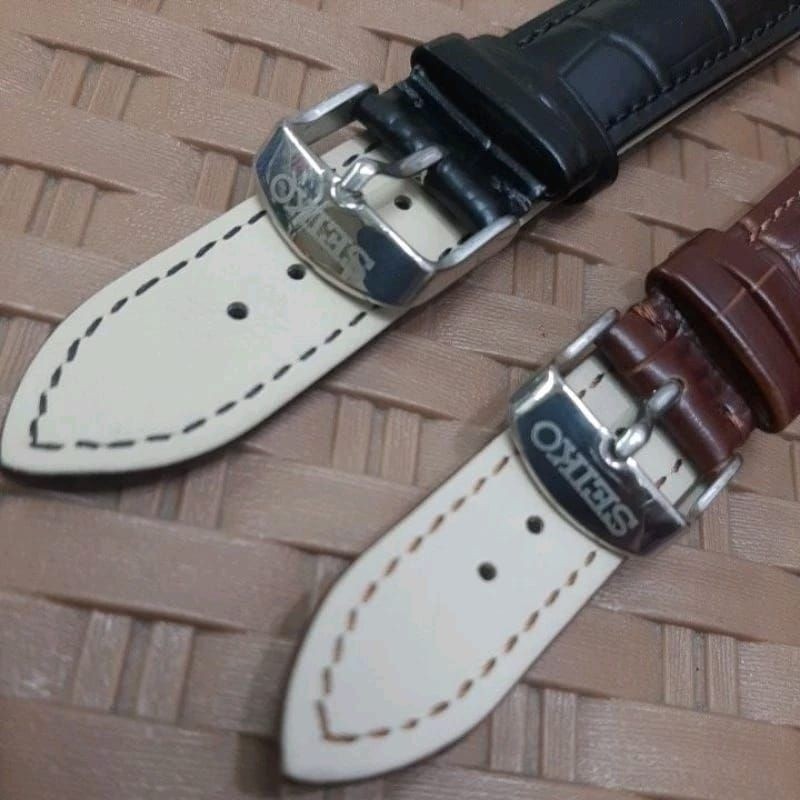 STRAP TALI JAM SEIKO TALI KULIT GENUINE LEATHER 18MM 20MM 22MM TALI JAM SEIKO
