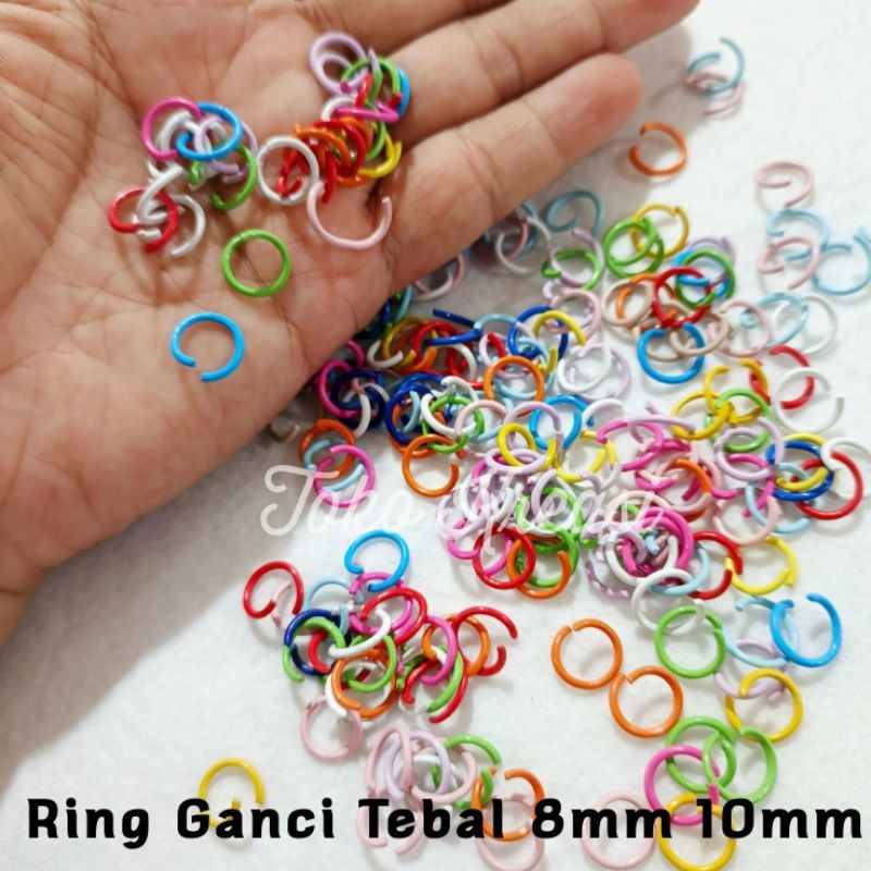 (Per Pack) Ring sambungan gantungan kunci tebal Warna warni 8mm 10mm