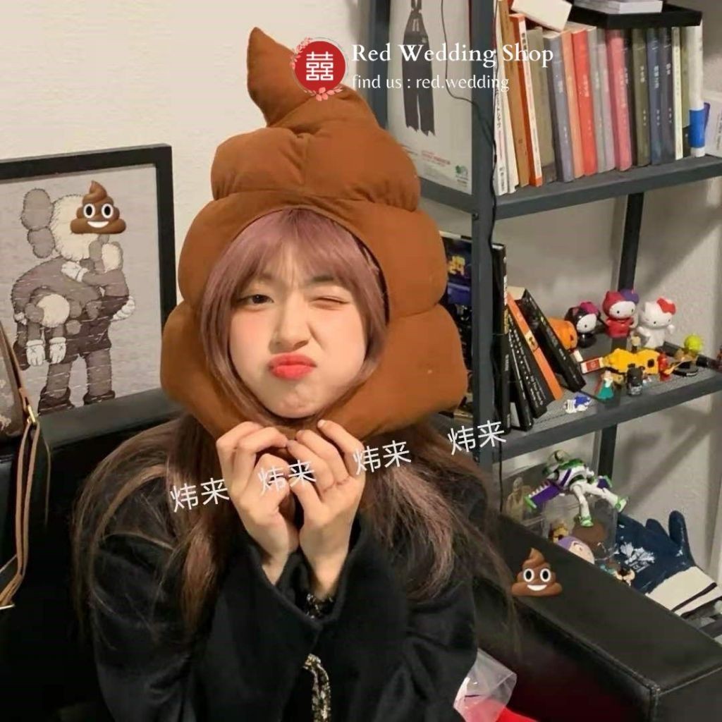 Mainan Unik Topi bentuk SH*T HEAD HAT Permainan Accessoris Funny Cap challenge Lucu Receh Pesta Part