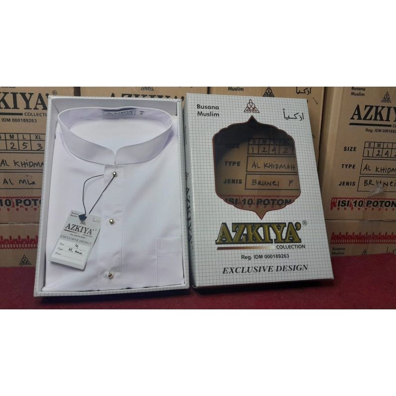 Baju Taqwa Azkiya koko pria putih LIRIS samar Premium