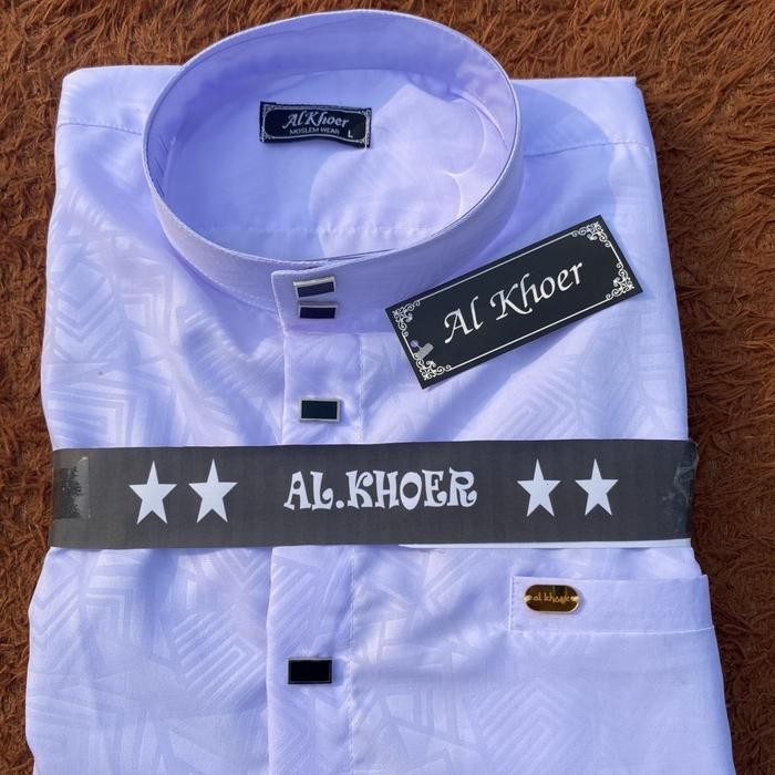 [Promo] DISKON kemeja koko muslim kemeja formal putih bahan embos koko lebaran 2024 murah Motif Sult