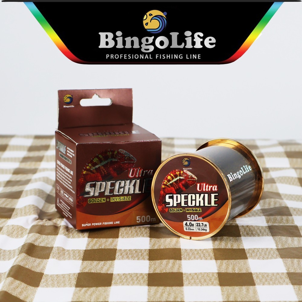 Bingolife Senar Pancing Golden Speckle 500m Kuat Lembut Untuk Semua Ikan