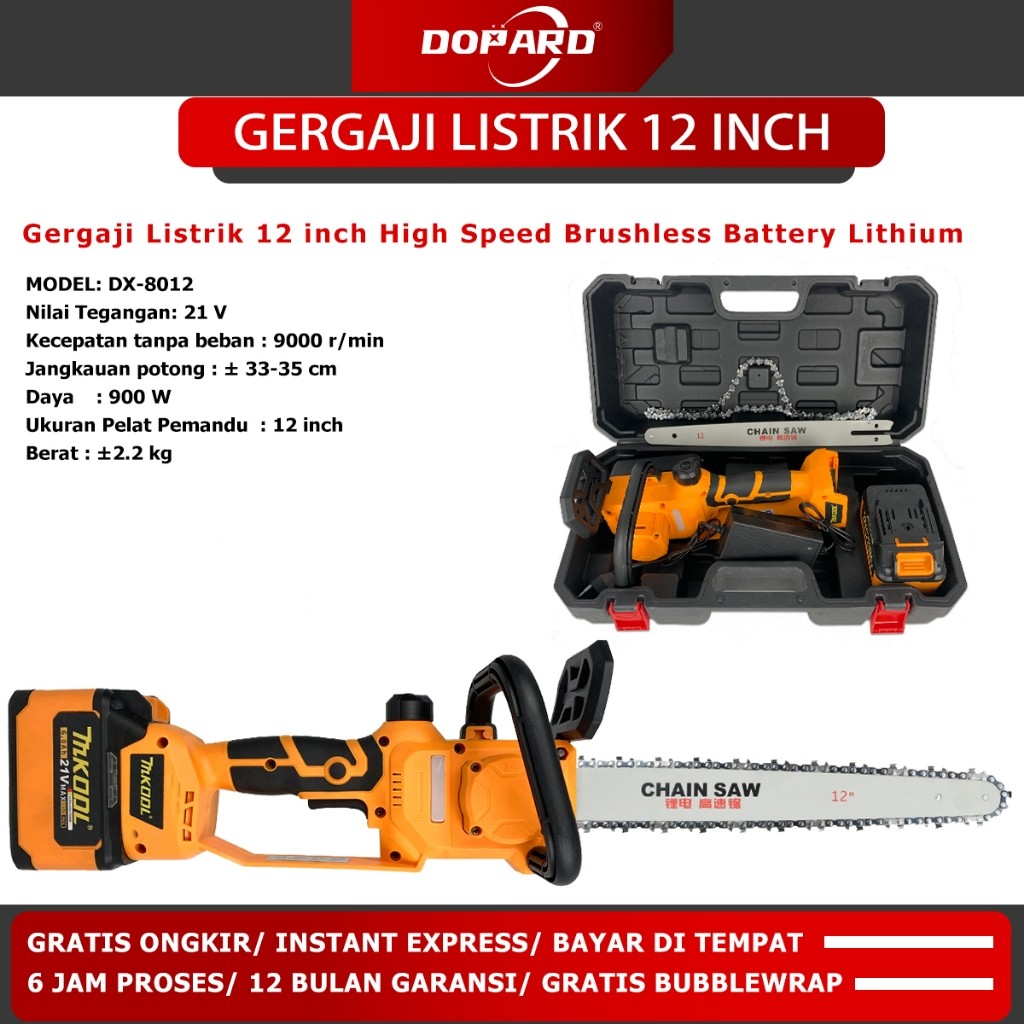 SIXSHOP MKODL Gergaji Listrik 12 inch High Speed Brushless Battery Lithium