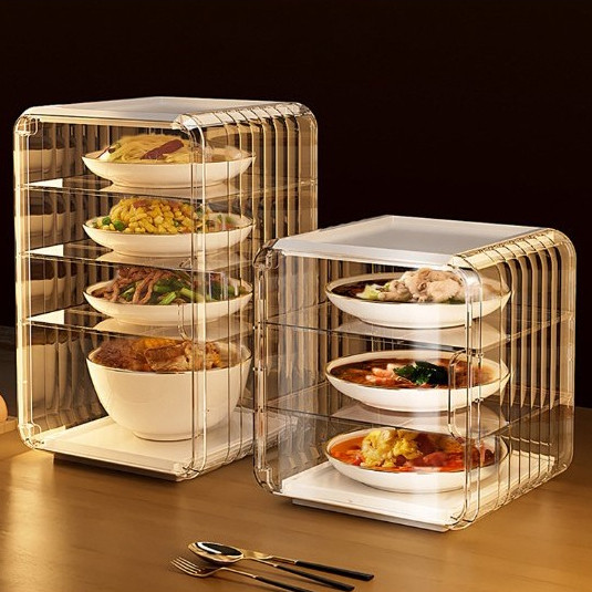HANA Tudung Saji Makanan Estetik 4 Susun/Tudung Saji Rak Makanan/Tudung Saji Rak Makan Akrilik