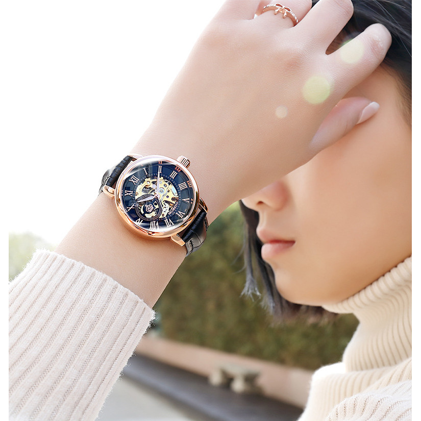 ORKINA Hollow Luminous Automatic Mechanical Watch Waterproof Business Korean Fashion Watch Women's N