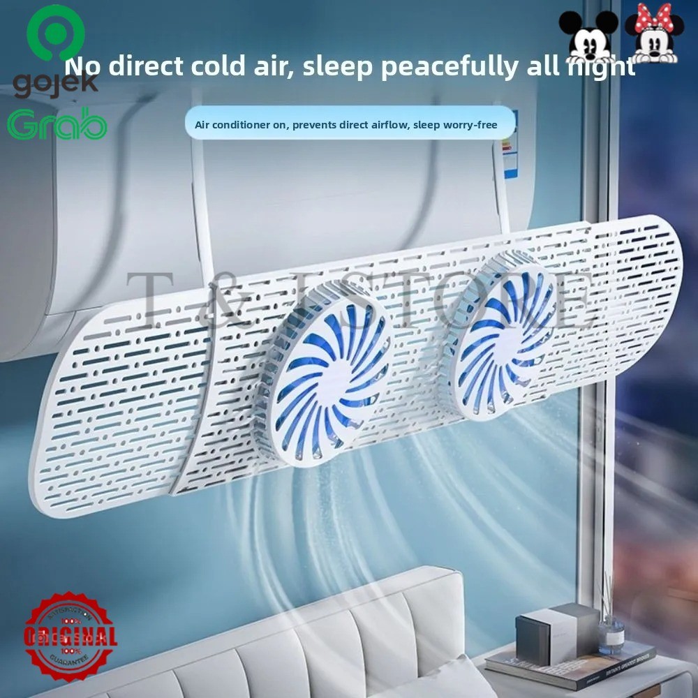 Cover Angin AC Adjustable Air Conditioner Deflector with Fans | Talang AC MODEL TERBARU DENGAN 2 KIP