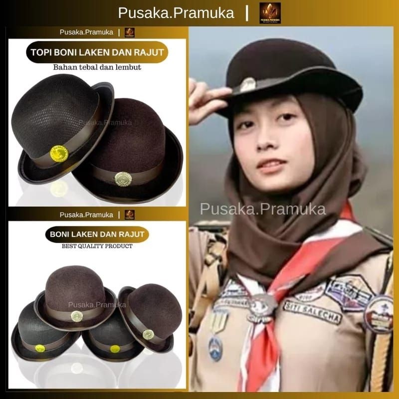 TOPI BONI PUTRI / TOPI PRAMUKA SMP SMA PEMBINA / TOPI LAKEN PRAMUKA