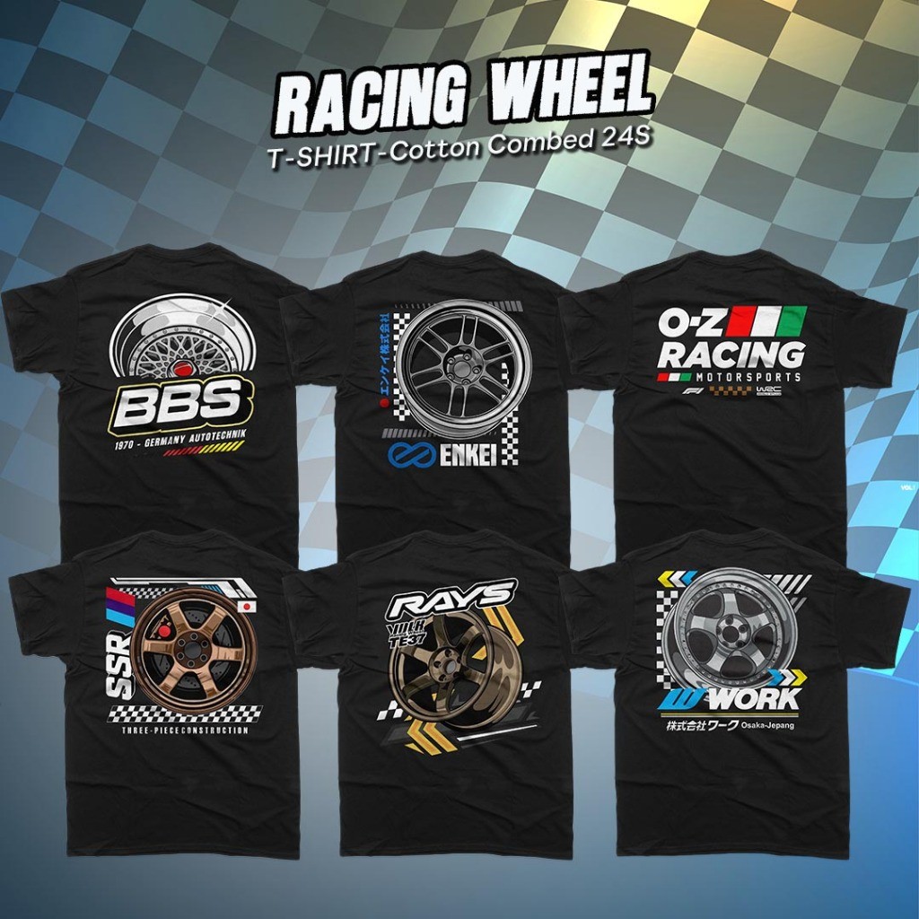Kaos Racing VELG Mobil | Kaos Hobi Otomotif - Baju Distro Cotton Combed 24S Premium (WAYOUT)