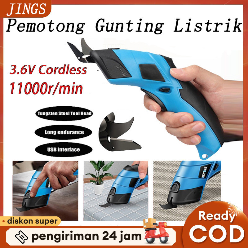 Gunting listrik 3.6V alat pemotong kain gunting listrik khusus penjahit kain mesin pemotong cepat