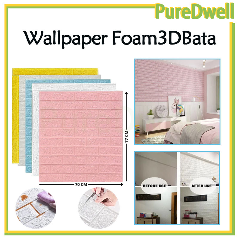 wallpaper dinding foam timbul 3d bata classic brick/wallpaper dinding 3d ​motif batu bata / wallpape
