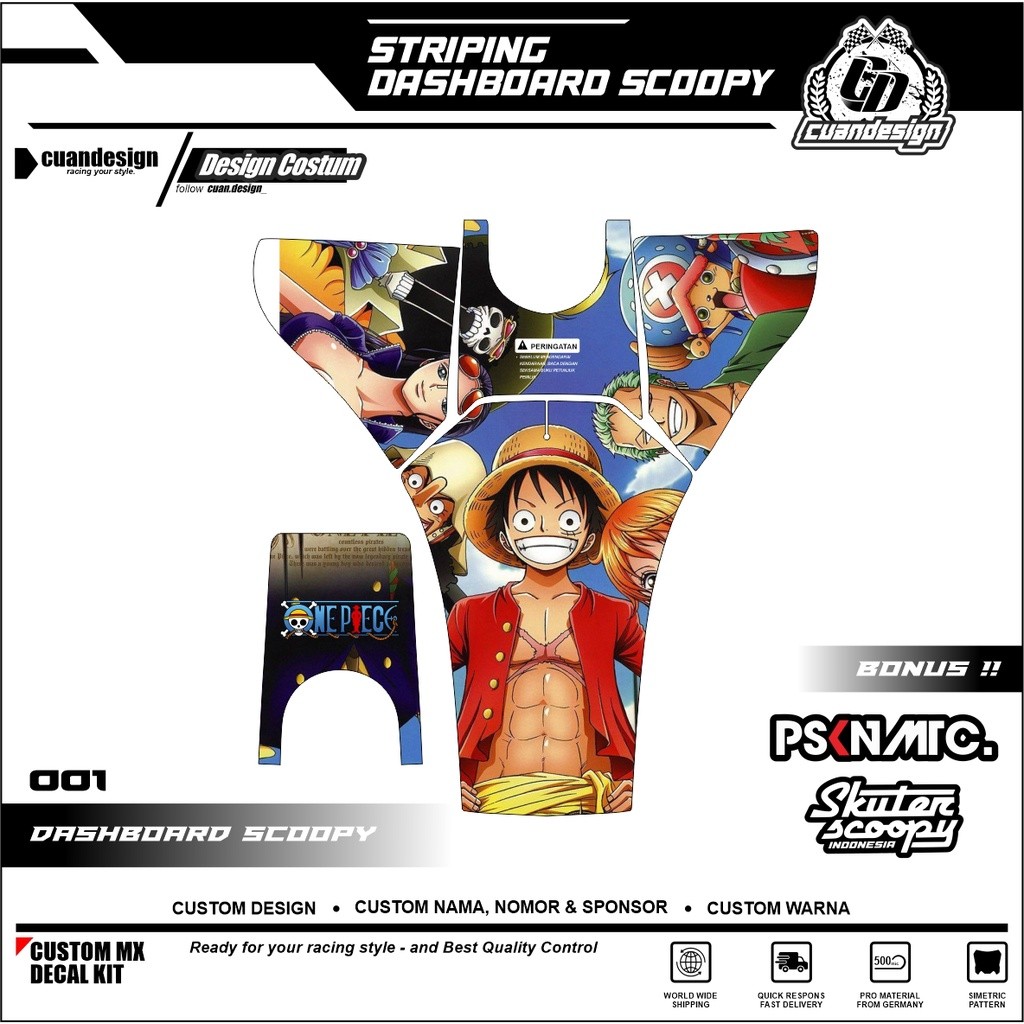 ONE PIECE EDITION STIKER STRIPING PELINDUNG DASHBOARD / THANKPAD / DECKPAD MOTOR SCOOPY STICKER SCOO