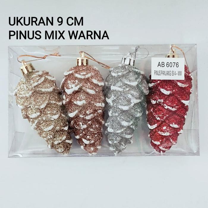 Pinus Natal isi 4 Dekorasi Parcel Hiasan Pohon Natal Murah Parcel - AB 8025 PUTIH