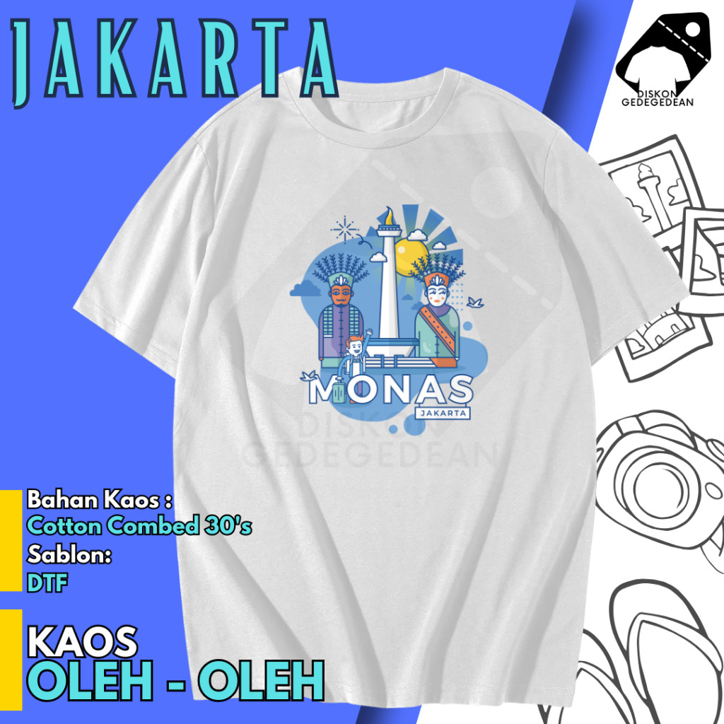 Kaos Souvenir Kota Jakarta Baju Tshirt Oleh Oleh DKI Jakarta Dewasa Anak Banyak Gambar Varian Type 5