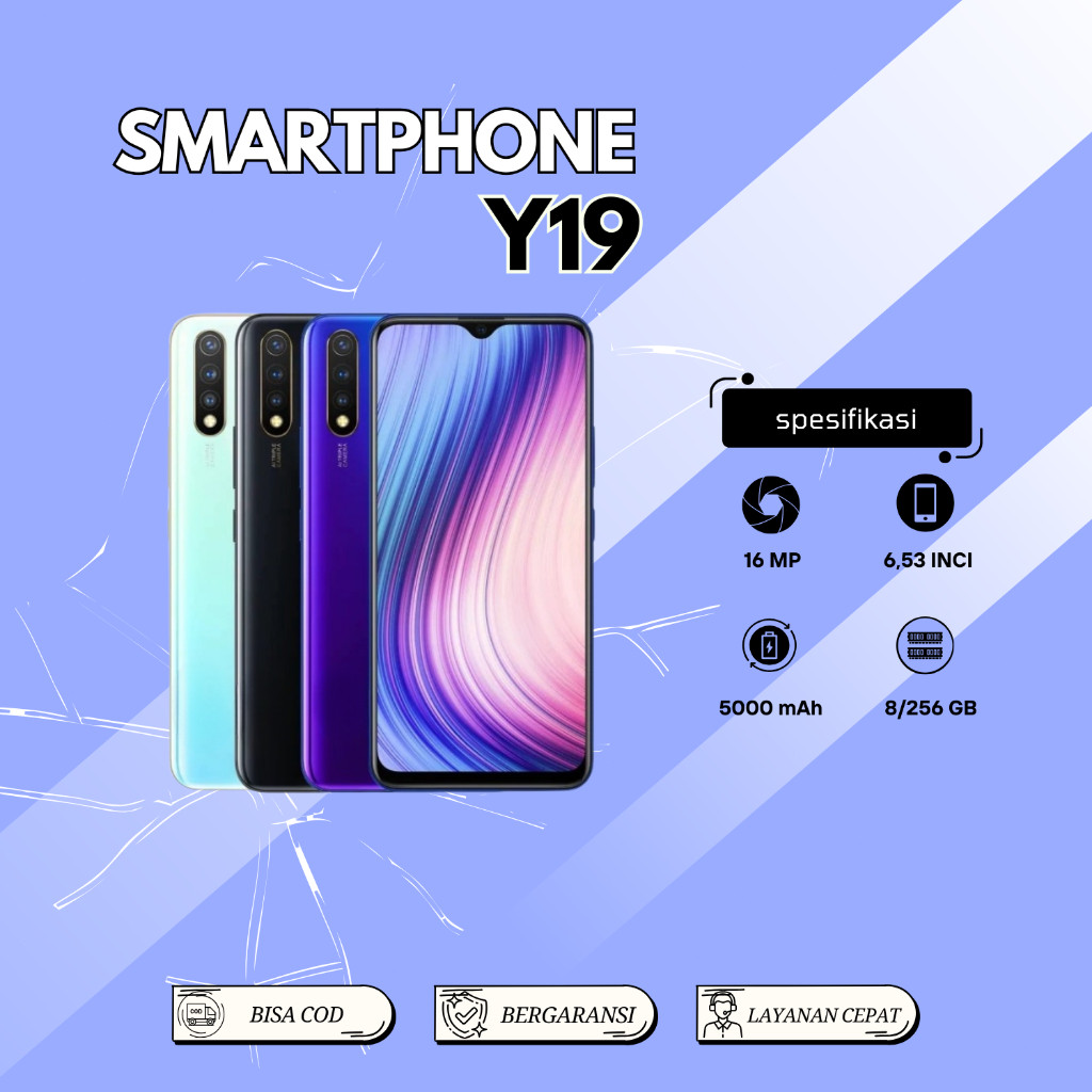 HP VIVO Y19 RAM 8/256GB KAMERA 16MP LAYAR 6.53 inci 1 TAHUN GARANSI ORIGINAL COD