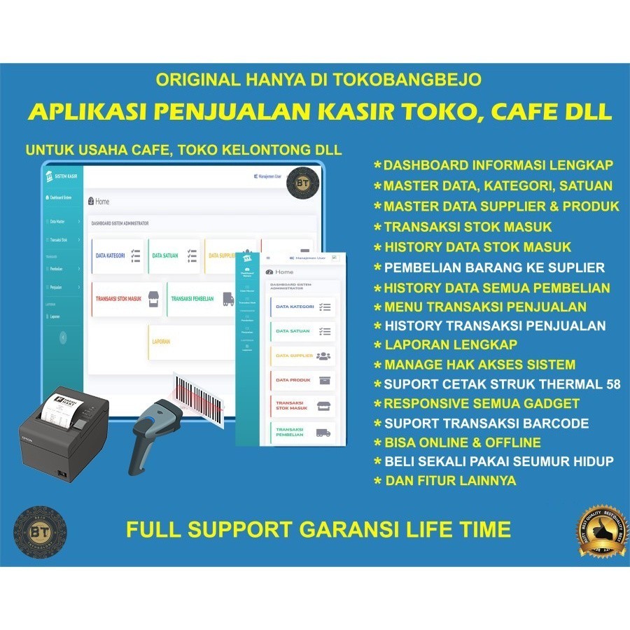 APLIKASI PENJUALAN KASIR POS INVENTORY TOKO KELONTONG TOKO HAPE DLL SEKALI BELI UNTUK BANYAK PC