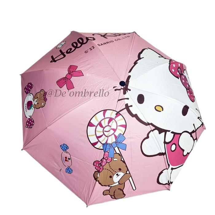 Promo   (553)Payung Lipat 4 Fancy Anti UV Motif Cinnamoroll Hello Kitty Boba Bunny Lapis Hitam/Payun