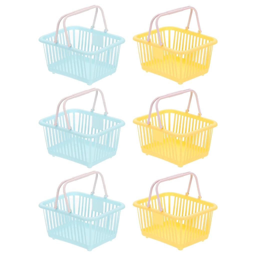 Mini Shopping Basket Small Plastic Basket Mini Storage Basket Grocery Tiny with Handles Organizer Fi