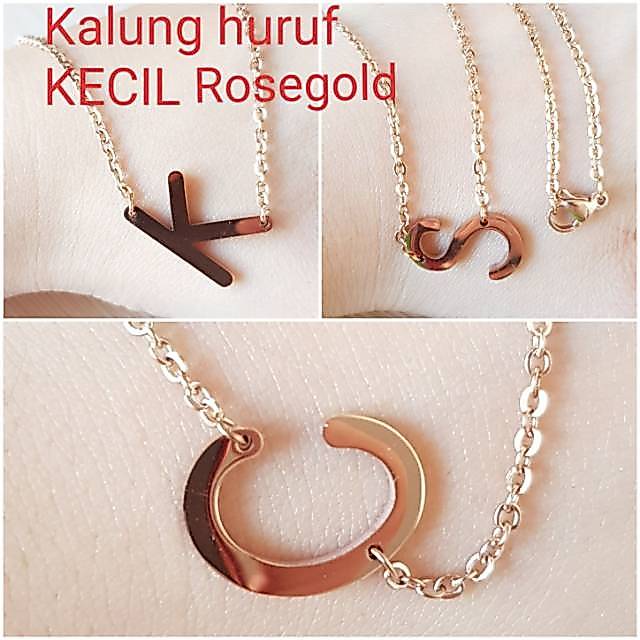 ROSEGOLD Kalung inisial KECIL / kalung huruf / kalung titanium / kalung Rosegold Antikarat import