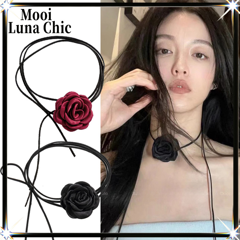 Kalung Choker Bunga HItam Mawar Fashion Korea Bunga Hitam Kalung Wanita Korean Style