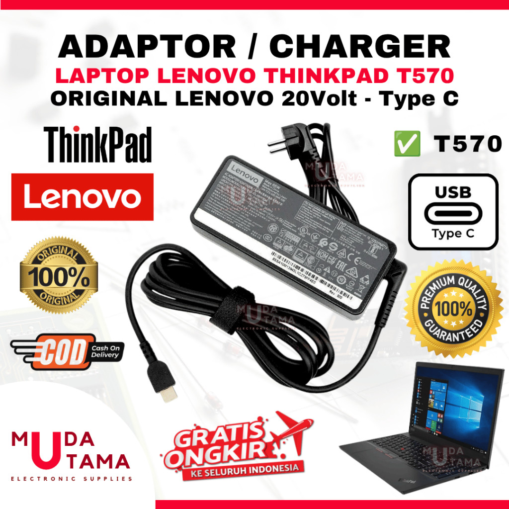 Adaptor Charger Laptop LENOVO Thinkpad T570 Type C Original - Adaptor Laptop LENOVO Thinkpad T570 - 