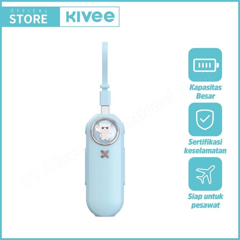 (Big Sale)KIVEE Powerbank iphone mini portabel  KV-PT172 Blue Lightning Fast charging 5000 mAh lucu 