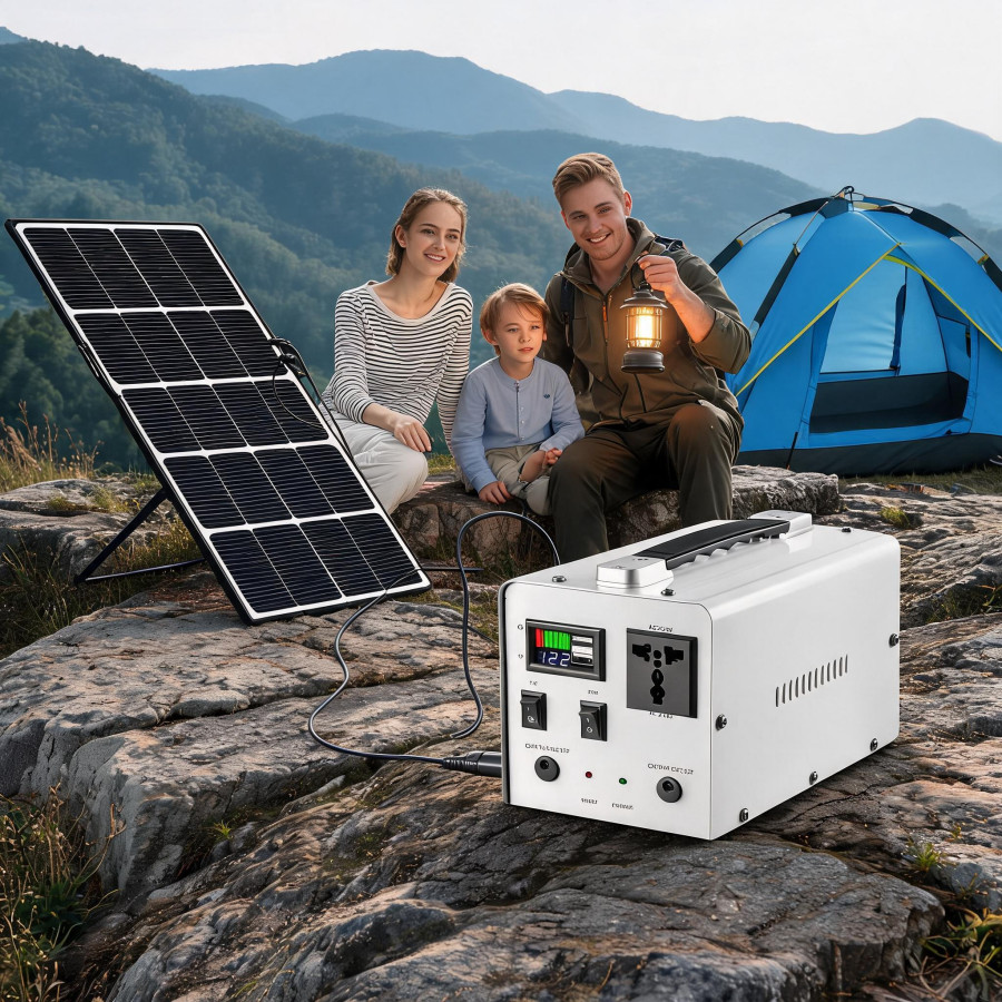 E200 Power Station Portable Mini Generator Listrik Paket Solar Cell Powerbank Genset 220Wh+400W Pane