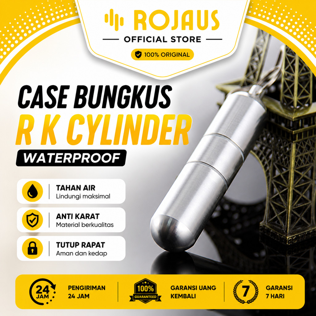 ROJAUS Case Bungkus Silinder Gantungan Kunci Tempat Penyimpanan Cylinder Stainless Steel  Case - LC2