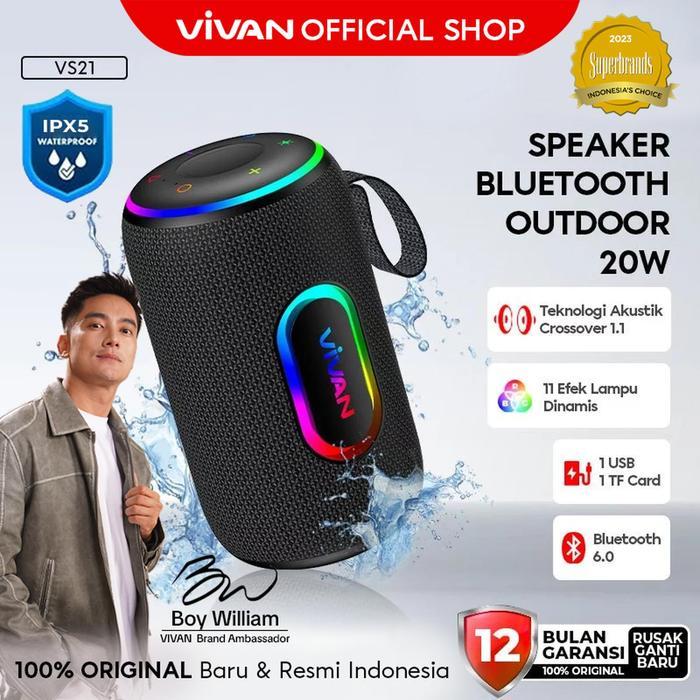 VIVAN VS21 Speaker Bluetooth Portable 6.0 20W Super Bass with RGB Light Speaker Waterproof IPX5 (New