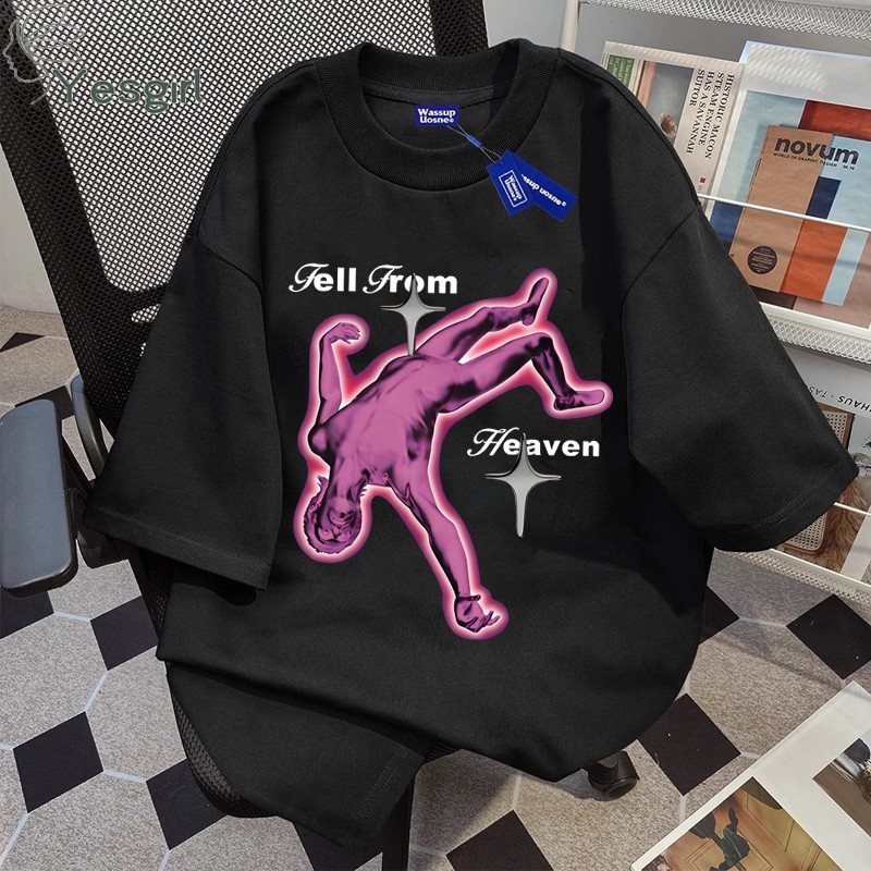 TSHIRT  Korea style “Hip-hop trend” print kaos kasual longgar| Kaos Wanita | Fashion korean style ba