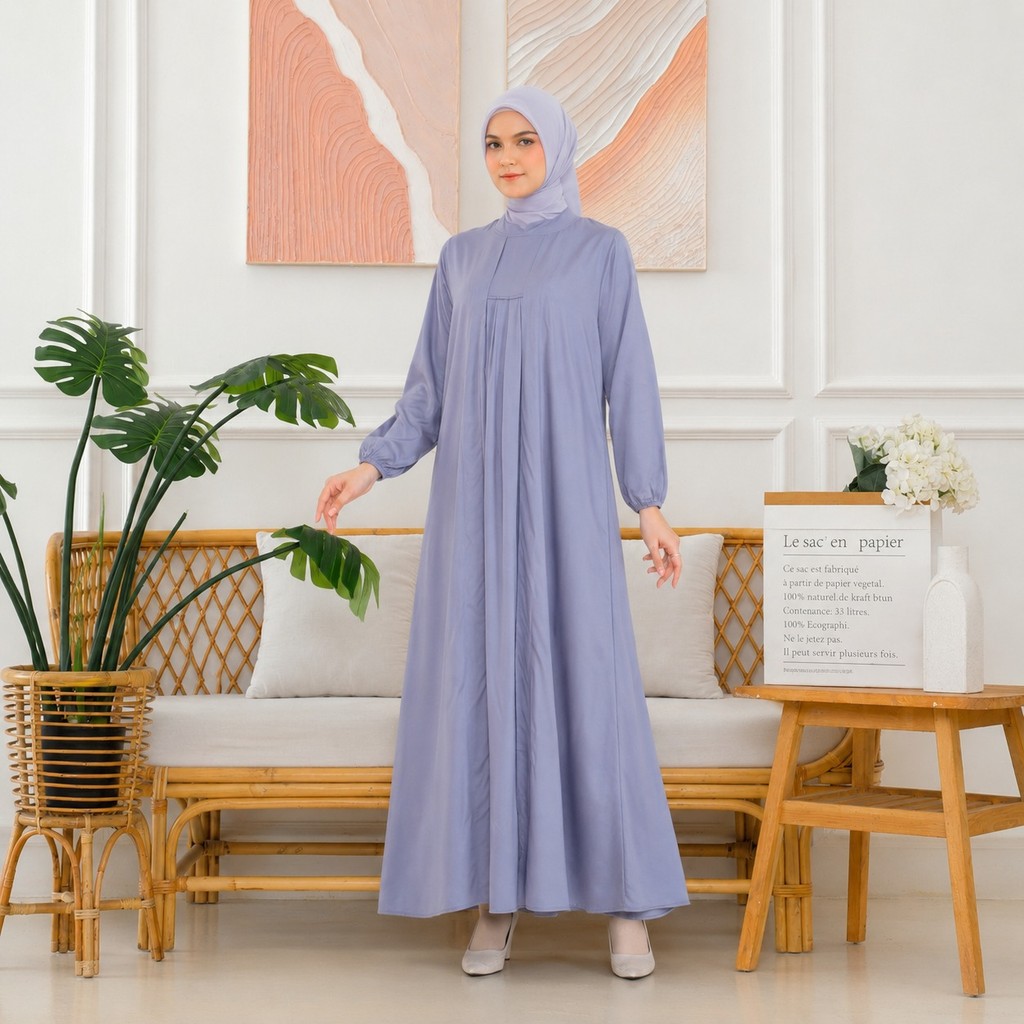 RILLEY - Gamis Zeya | Gamis Zipper Bahan Adem | Gamis Wanita Bahan Rayon Twill