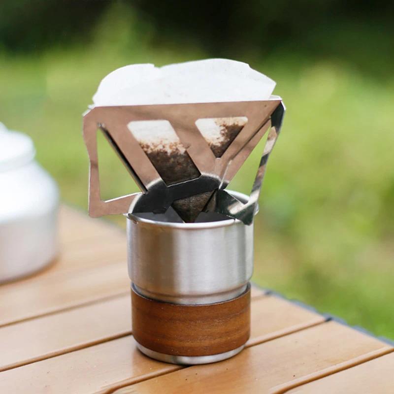 Coffee Drip Rack Outdoor Camping Portable Stainless Steel Folding Funnel Filter Cup Coffee Stove Cof