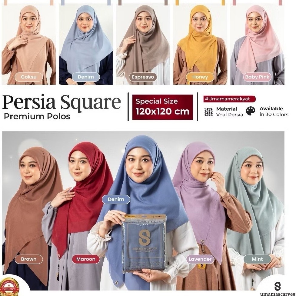 HIJAB SEGIEMPAT SYARI 120x120 VOAL PERSIA LASERCUT UMAMA