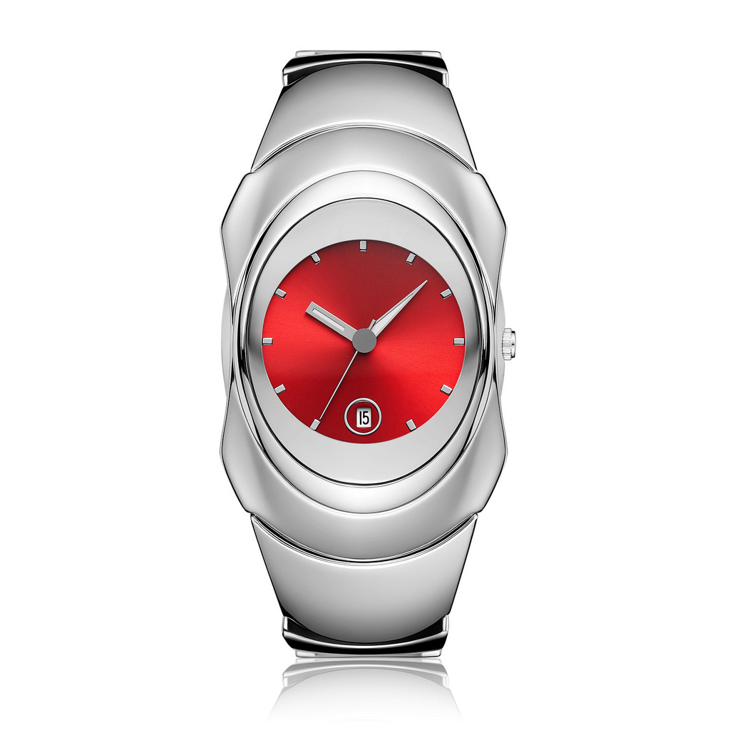 Jam tangan unik dengan kalender dan tali baja, jam tangan pria yang unik.