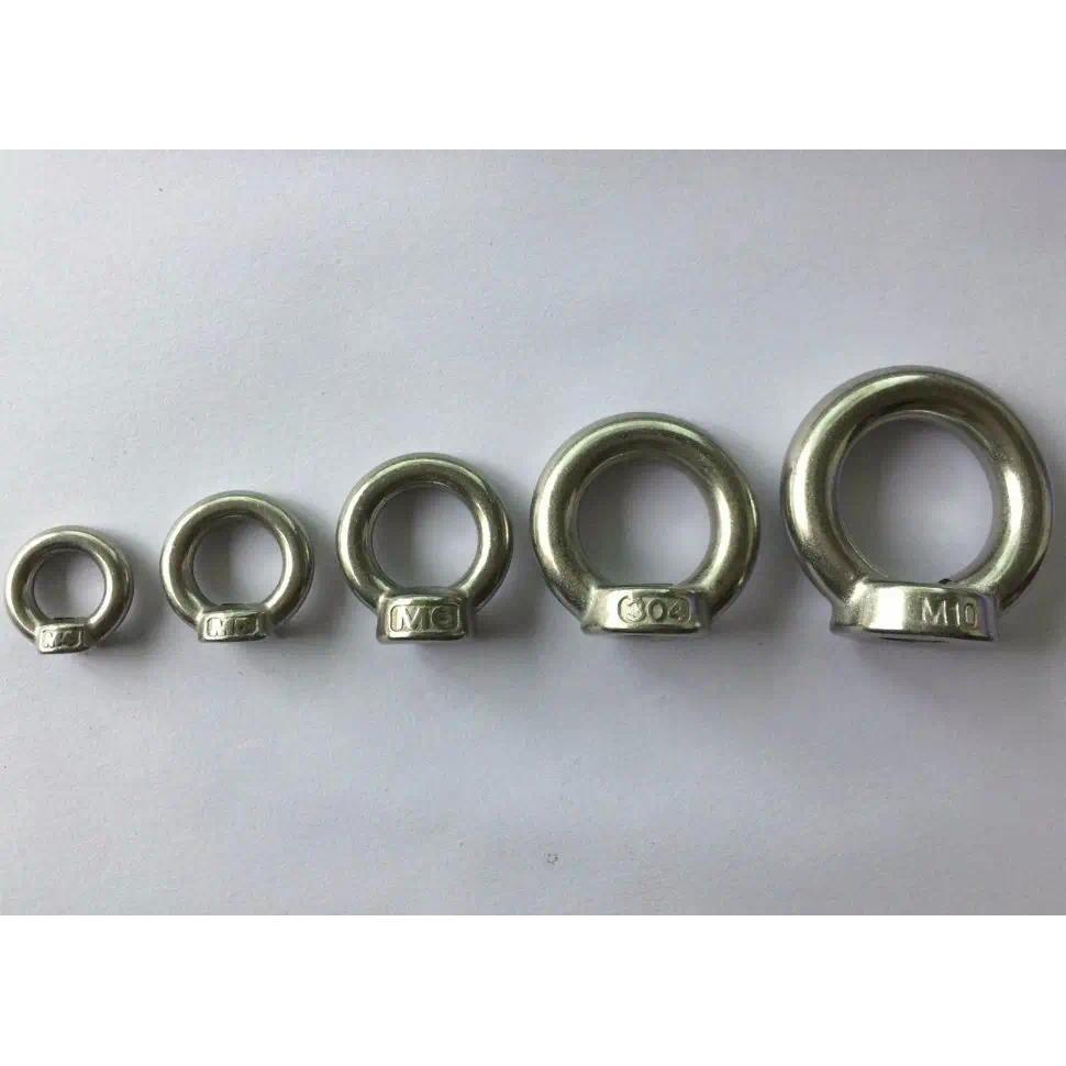 10pcs M3 M4 M5 M6 M8 M10 Eye Nut Stainless Steel Marine Lifting Eyenut Ring Nut Loop Hole for Cable 