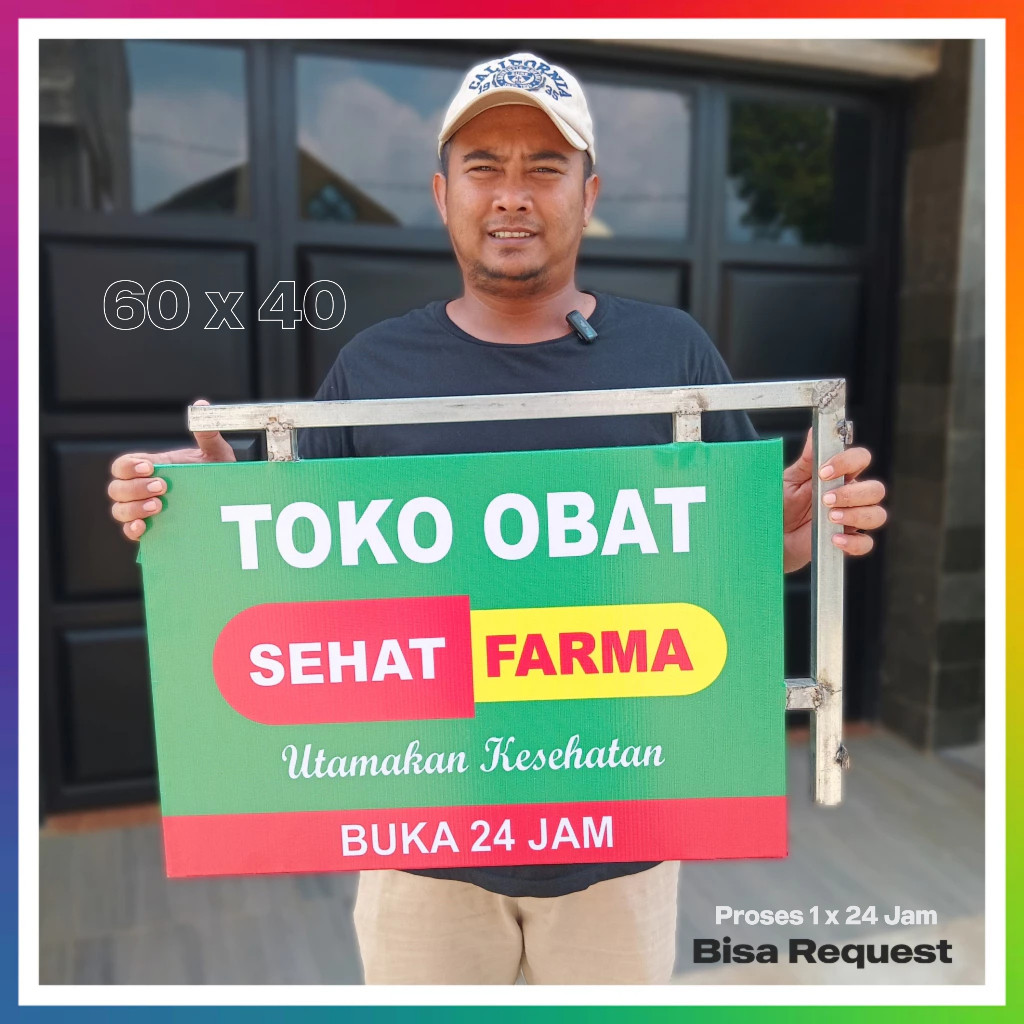 Plang Papan Nama Besi + Gantungan Bracket