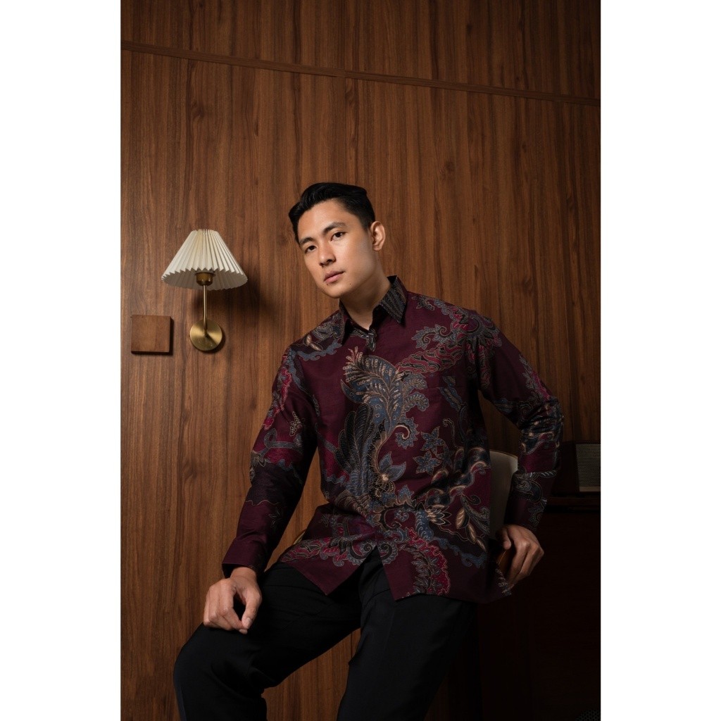Batik Ayman - GALA BURGUNDY LENGAN PANJANG | Kemeja Batik Pria Katun Premium