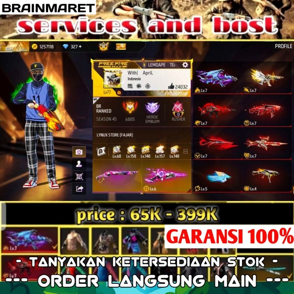 AKUN FF SULTAN MAX MURAH MERIAH - BRAINMARET