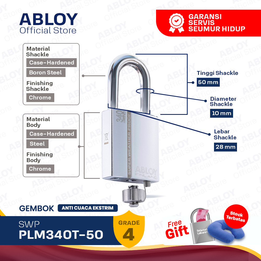 ABLOY Gembok Padlock PLM340T/50 SWP