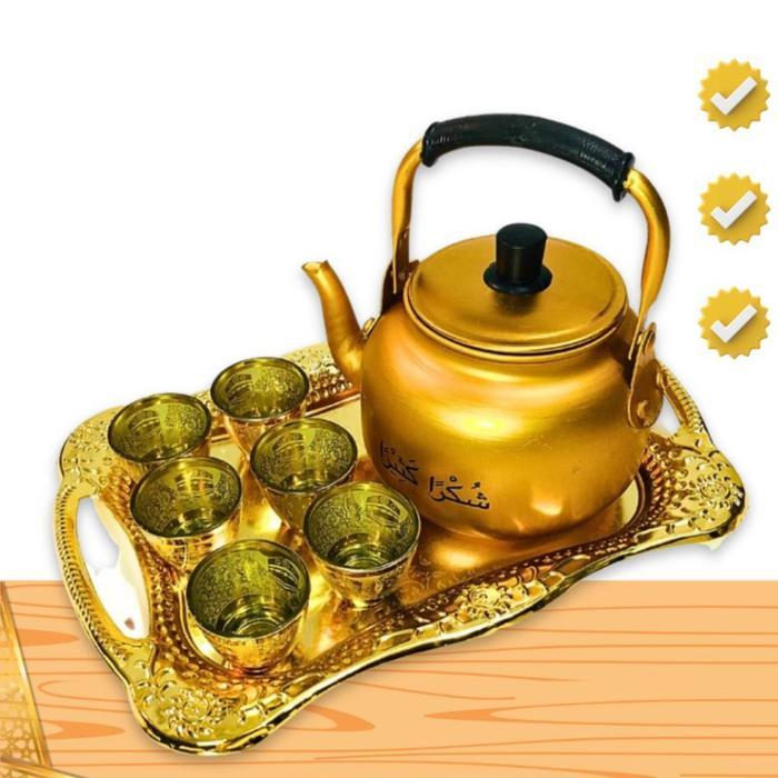 Promo 1 set Teko, Gelas Cucing & Nampan Khas Arab | Baki Cantik Khas Arab 1 set - Shalal Teko Satu S