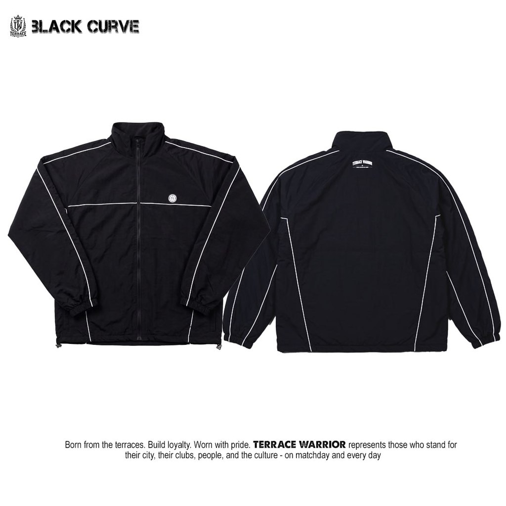Jacket Tracktop BLACK CURVE | Jacket Pria Hitam | Jacket Football | Jacket Casual | Dusky Crinkle Wa