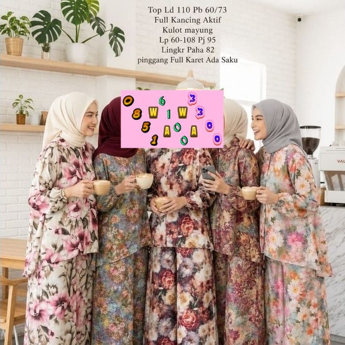 Mayung Set #3 Kulot Lebar Rayon Motif Bunga (Athaya)