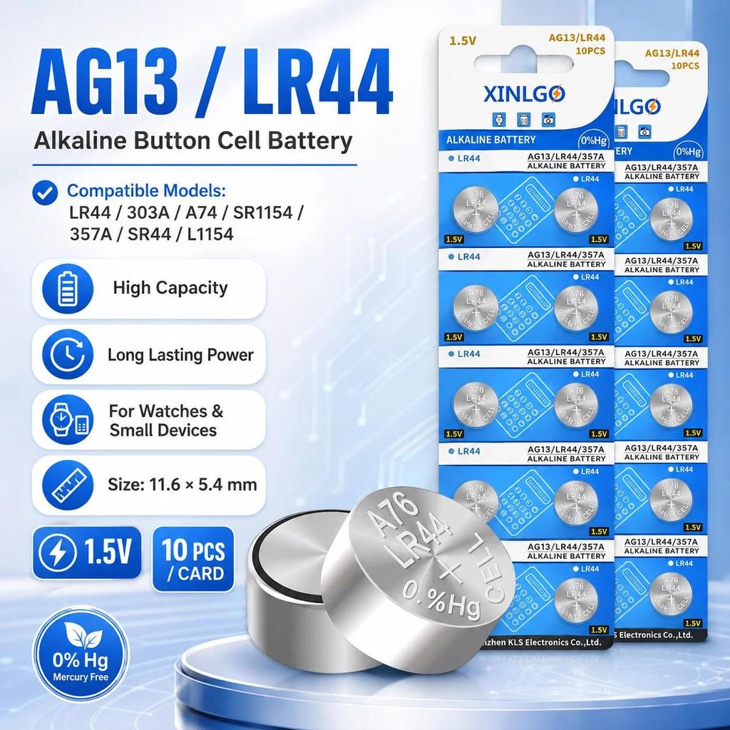 LR44 AG13 357A SR44 L1154 A76 LR44H Button Battery Electronic Toy Vernier Caliper Replacement Coin C