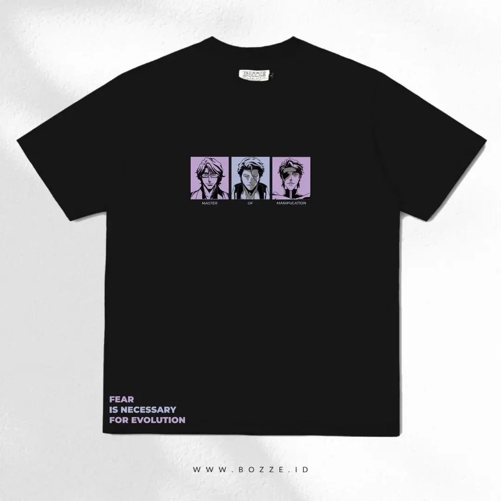 Kaos Pria Streetwear BOZZE Anime Bleach | Sosuke Aizen Bahan Adem